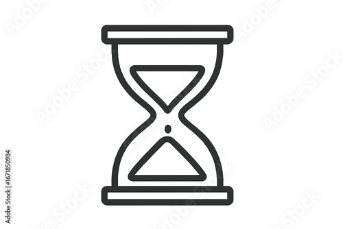 Hourglass line icon symbol of time passing. Sandglass timer for deadline, countdown, or watch concept. Minimalist vector illustration of a sand clock. History and future.