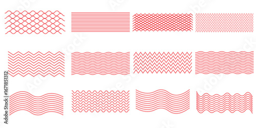 Water waves. Set of wavy zigzag lines. Wave thin line background. Vector zigzag and wavy  horizontal underline. Vector illustration modern.