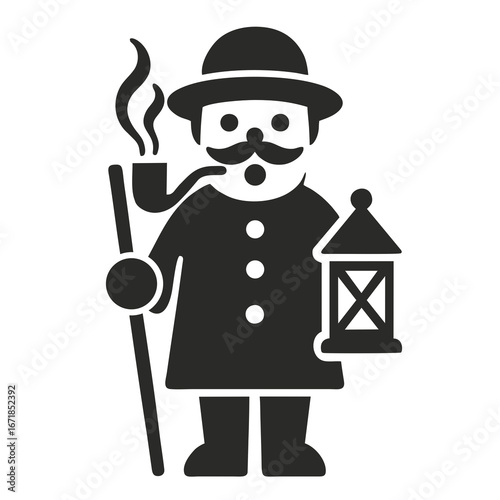 Christmas smoker man with lantern and pipe