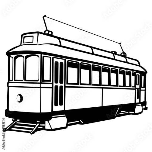 old tram isolated on white