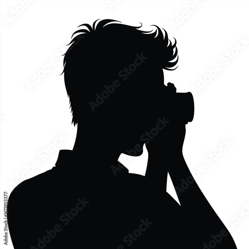 Black silhouette of a man taking a photo with a camera 1