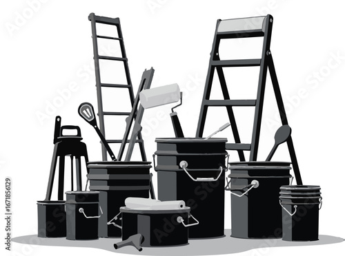 paint roller and brush