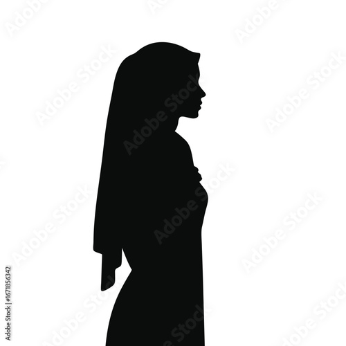 Black silhouette of a woman wearing a headscarf female
