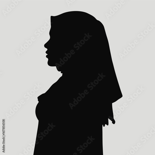 Black silhouette of a woman wearing a hijab female