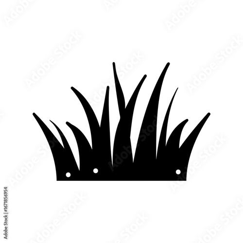 Black and white depiction of a patch of grass in silhouette