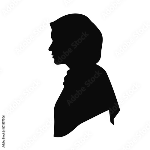 Black silhouette profile of a woman wearing a headscarf 1