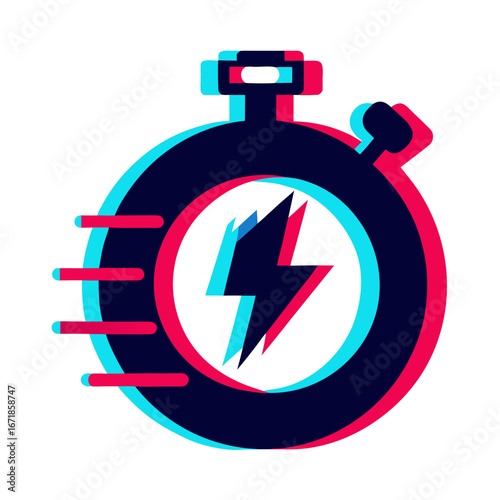 Electric Glitch Stopwatch Vector