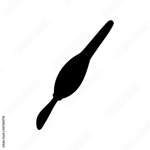 Black silhouette of an antique enema syringe on a white background