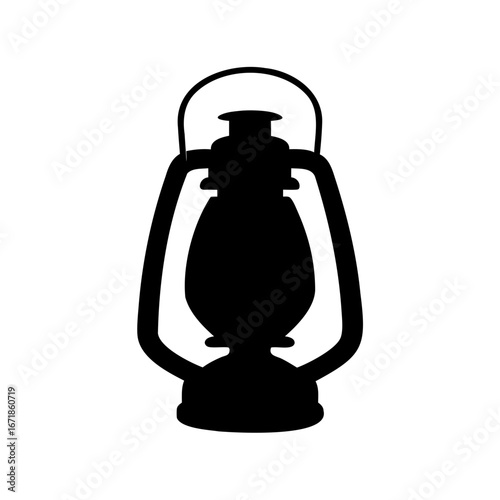 Silhouette of a vintage kerosene lantern offering light in the darkness
