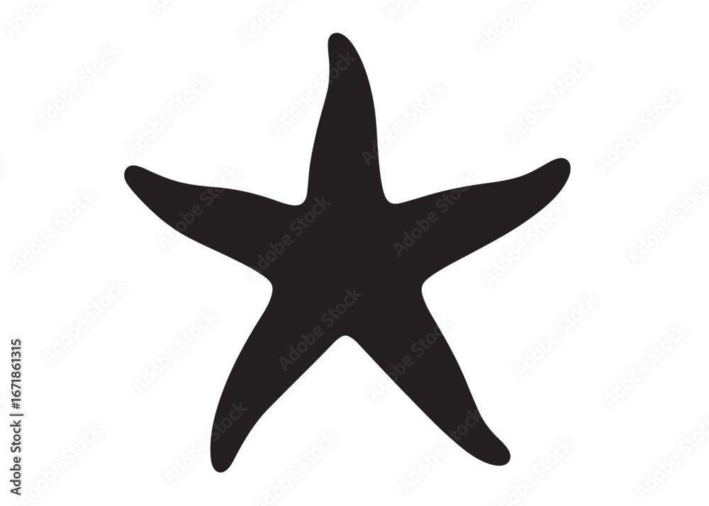 Fototapeta premium starfish logo silhouette vector, starfish silhouette vector illustration, black starfish silhouette logo vector, sea animals starfish logo silhouette vector on white background.