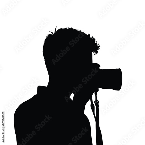 Silhouette of a person holding a camera photography