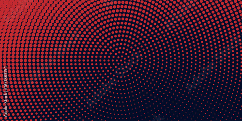 Red halftone dots blue color pattern gradient grunge texture background. Dot pop art comic sport style.