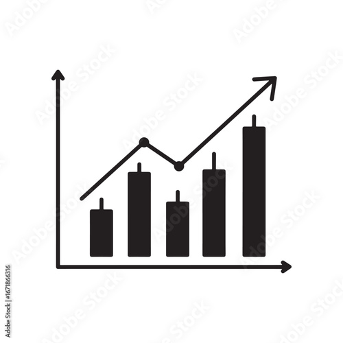 Increasing financial growth chart, business success concept in black