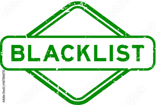 Grunge green blacklist word rubber seal stamp on white background