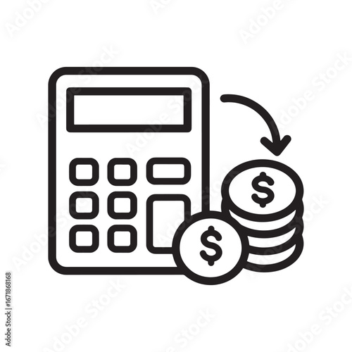 Financial planning with calculator and money icon concept