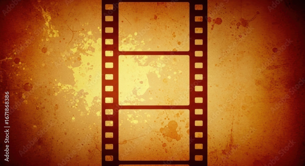 Obraz premium Vintage filmstrip frame with grunge texture for retro movie and cinematic themes