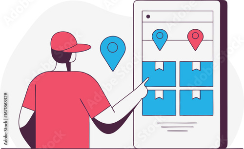 Delivery service app concept showing courier tracking packages and optimized routing for logistics efficiency and last mile delivery showcasing modern technology for businesses