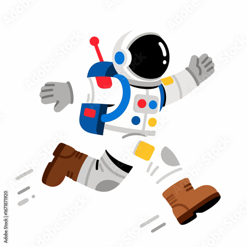 Floating Astronaut in Zero Gravity, Joyful Leap