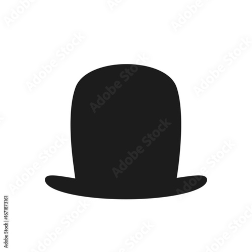 Black minimalist hat– bowler for classic illustrations, retro fashion projects, and vintage-themed graphics.
