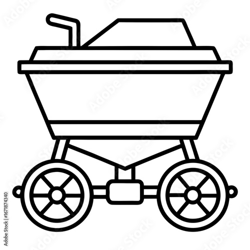 Fertilizer Spreader Machine Line Art Vector Icon Minimalist Agricultural Equipment Illustration