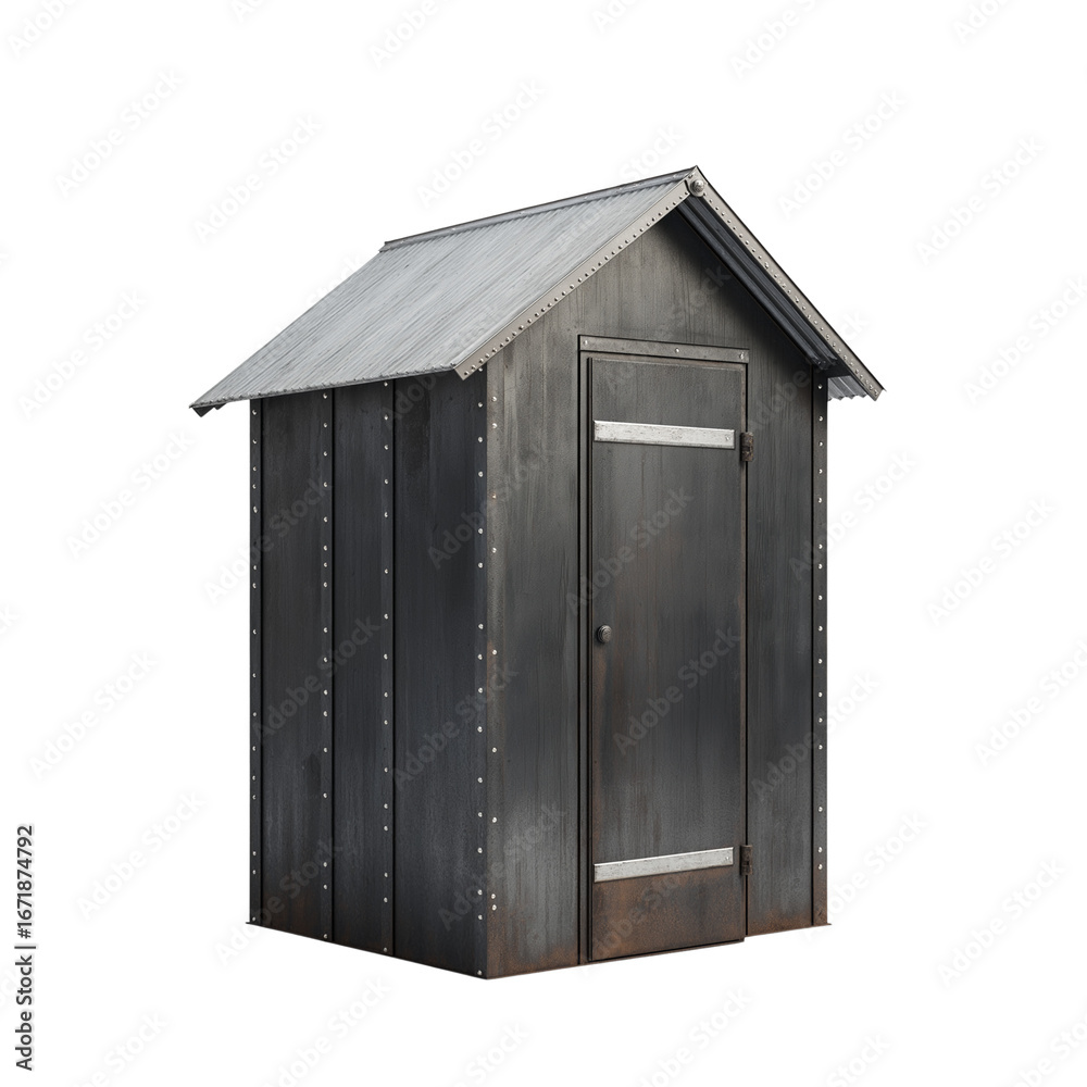 Fototapeta premium Backyard tool storage shed isolated on white transparent background