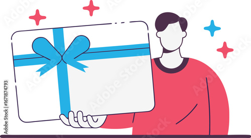 Person Holding a Gift Card Illustration Festive Celebrations and Special Occasions Giving the Gift of Choice and Flexibility with Modern Graphic Design