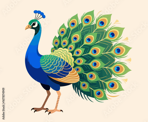 Majestic Peacock Displaying Vibrant Feathers in Natural Splendor