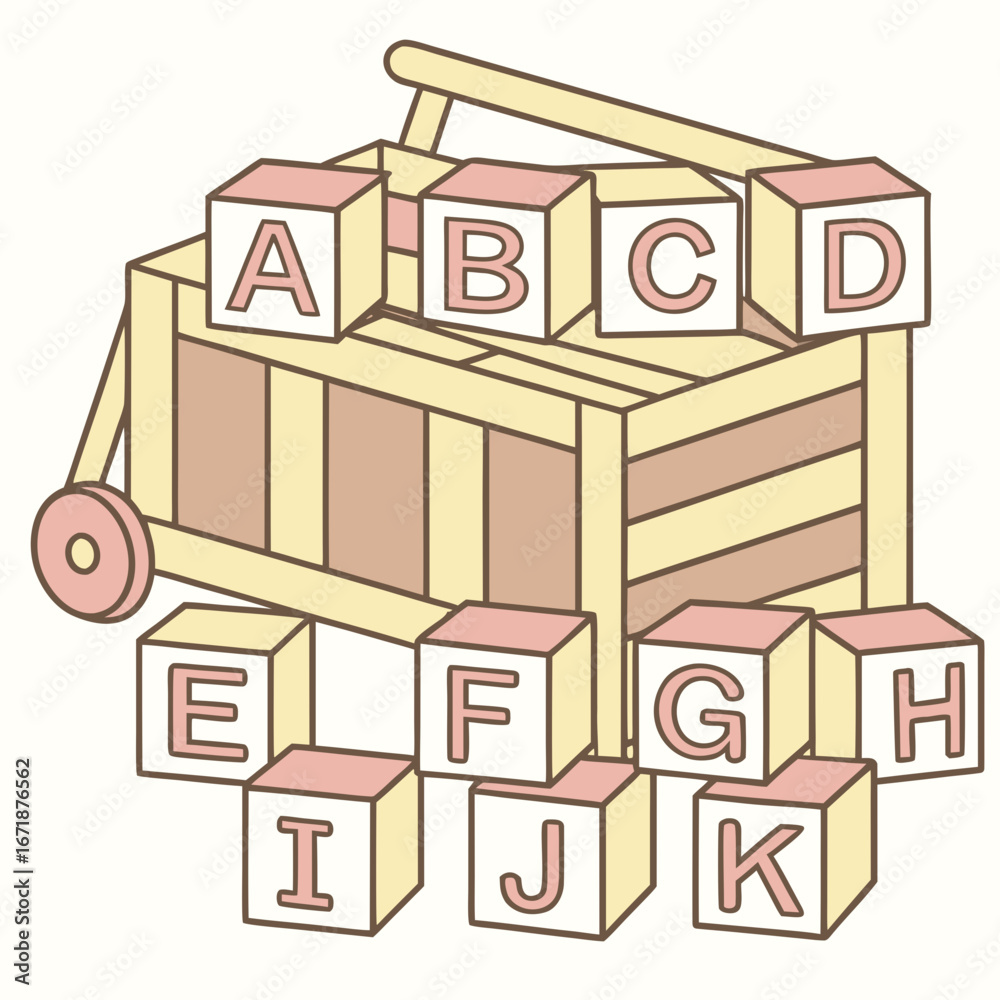 Fototapeta premium Alphabet blocks illustration for childrens learning