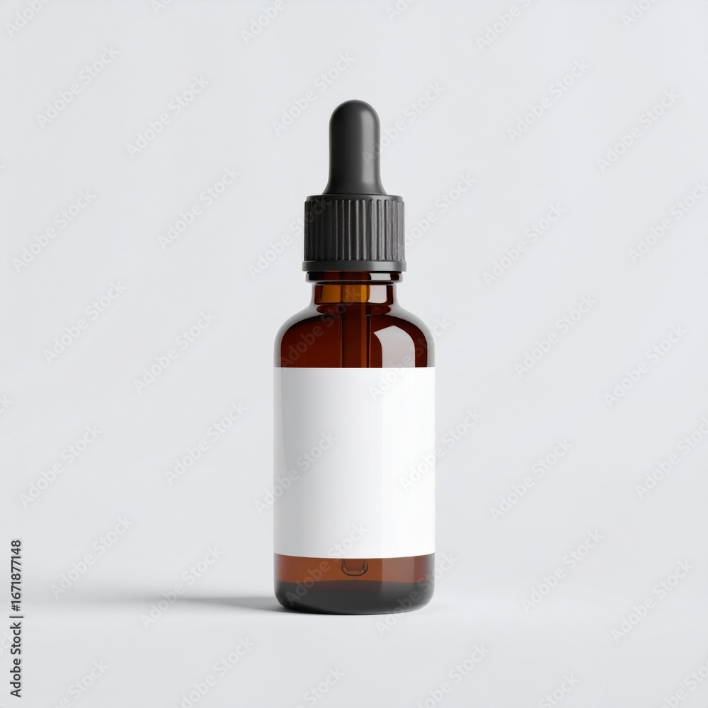 Fototapeta premium Amber Bottle with Dropper and White Label in a Medical Product Still Life