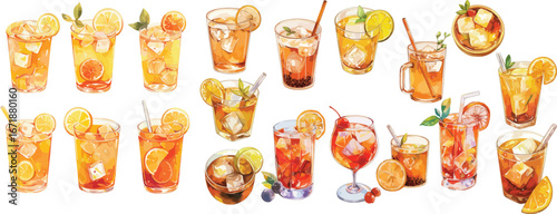 iced tea watercolor clipart 