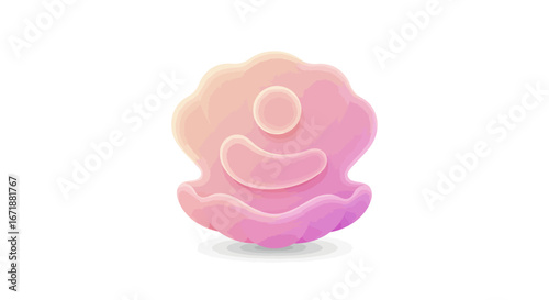 Elegant soft gradient icon of a person meditating in a clam shell shape