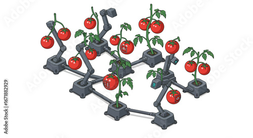 Automated robotics in modern agriculture with tomato plants