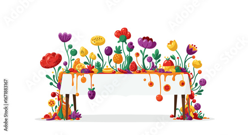 Colorful botanical arrangement of playful flowers on a table