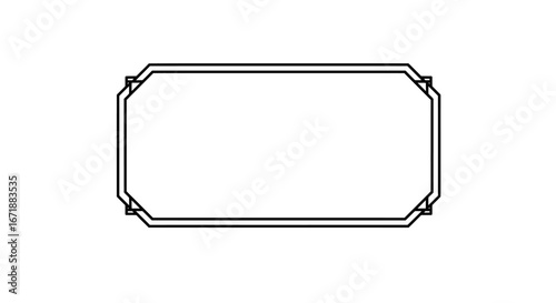 A simple, geometric, rectangular frame with rounded corners, outlined in black.