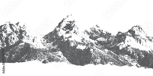Halftone stipple effect on a mountain for a grunge punk Y2K collage design, Brutalist noisy retro photocopy background with mound. Vector illustration