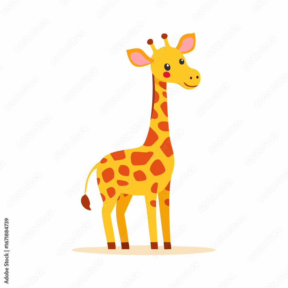 Fototapeta premium Gentle Giant Giraffe: A charming illustration of a giraffe, displaying its distinct spotted pattern, long neck, and amiable expression.