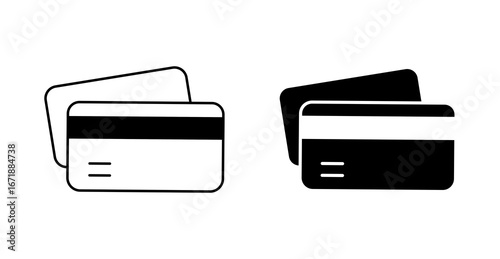 vector illustration of a debit card -  outline and glyph style