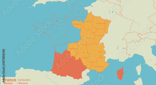 Historical map of France, highlighting territorial changes over time.