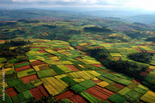 breathtaking aerial view captures intricate patterns of agricultural systems in africa highlighting unique farming