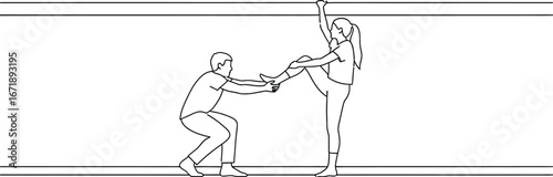 Gymnastics partner stretching exercise illustration vector art