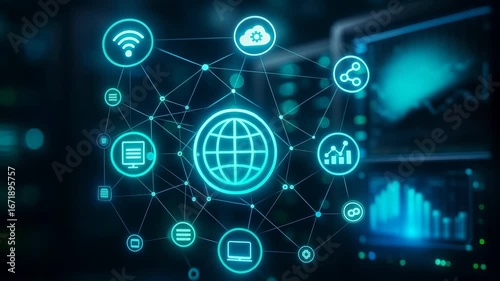 Wallpaper Mural Globe Network Icons Cloud Chart Computer Technology Connection Display System Torontodigital.ca