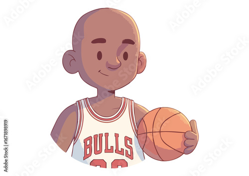Confident boy holding a basketball wearing a sports jersey