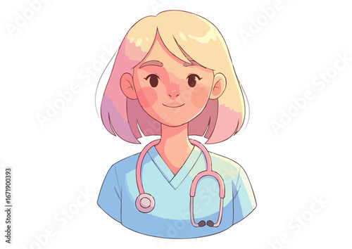 Female doctor smiling in a white coat with a stethoscope