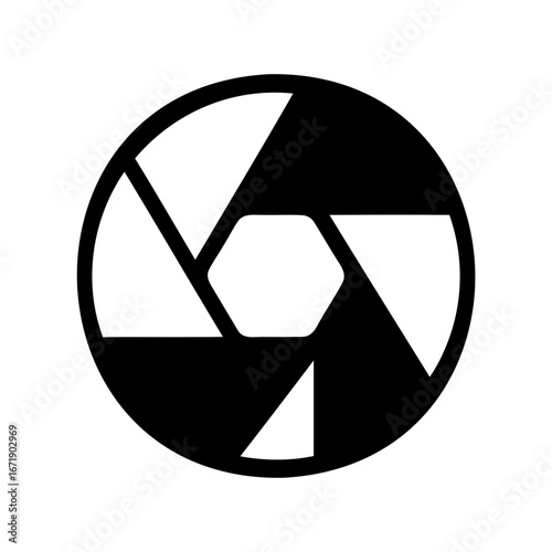Simple circular aperture diaphragm icon for camera lens settings and adjustments
