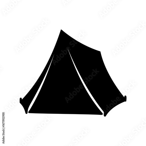 Simple Black Silhouette of Camping Tent on White Background Graphic Resource
