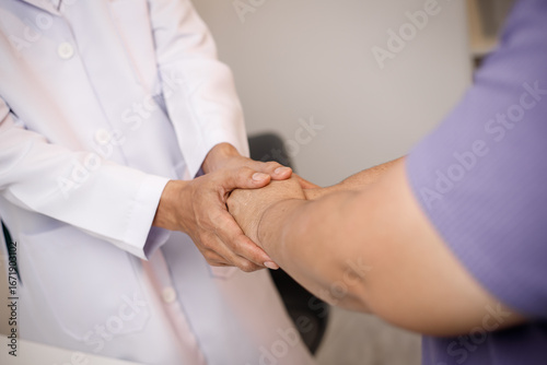 overweight Asian woman consults with a health expert in a private office, discussing wellness, lifestyle changes, and medical advice. The scene reflects guidance, support