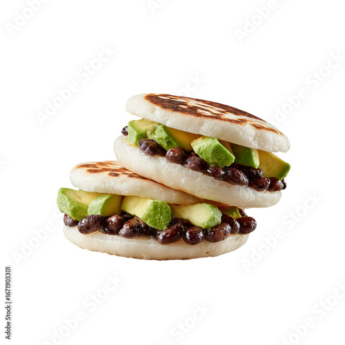 Delicious Arepas with Black Beans and Avocado