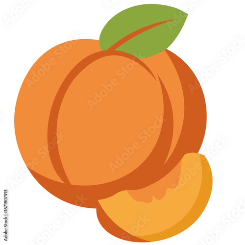 Cloudberry fruit illustration in orange color with leaves, isolated on white background, organic rare berry healthy tropical food.