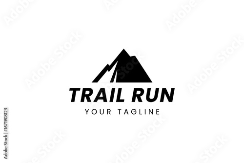 Running Across Mountain Trail Run Logo Design