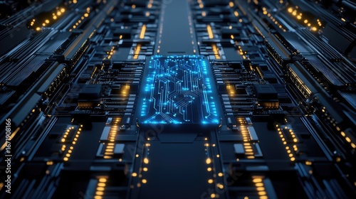 Decentralized data workflow in cloud systems digital infrastructure high-tech environment aerial view innovation concept